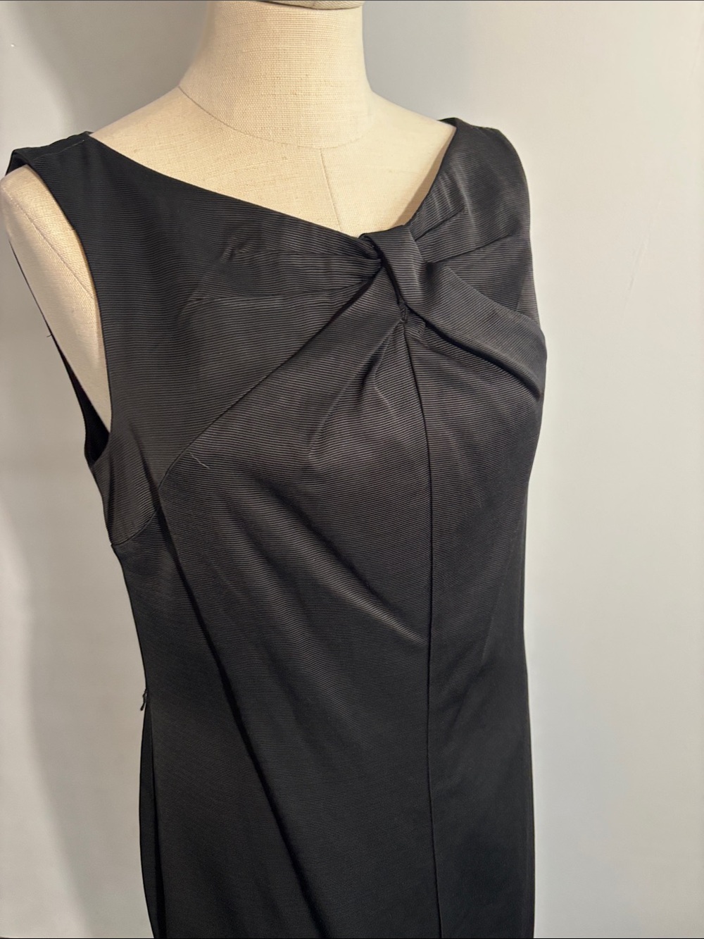 Talbots Black Twist-Neck Midi Sheath Dress